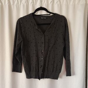Cable & Gauge Gray Polka Dot Cardigan